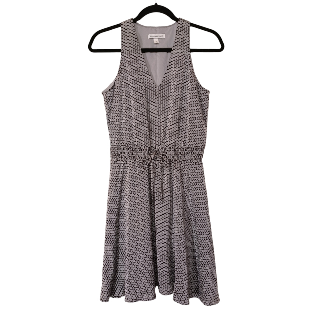 BANANA REPUBLIC Gray Geometric Polka Dot Print Sleeveless Mini Dress 2 X-Small - Picture 4 of 9
